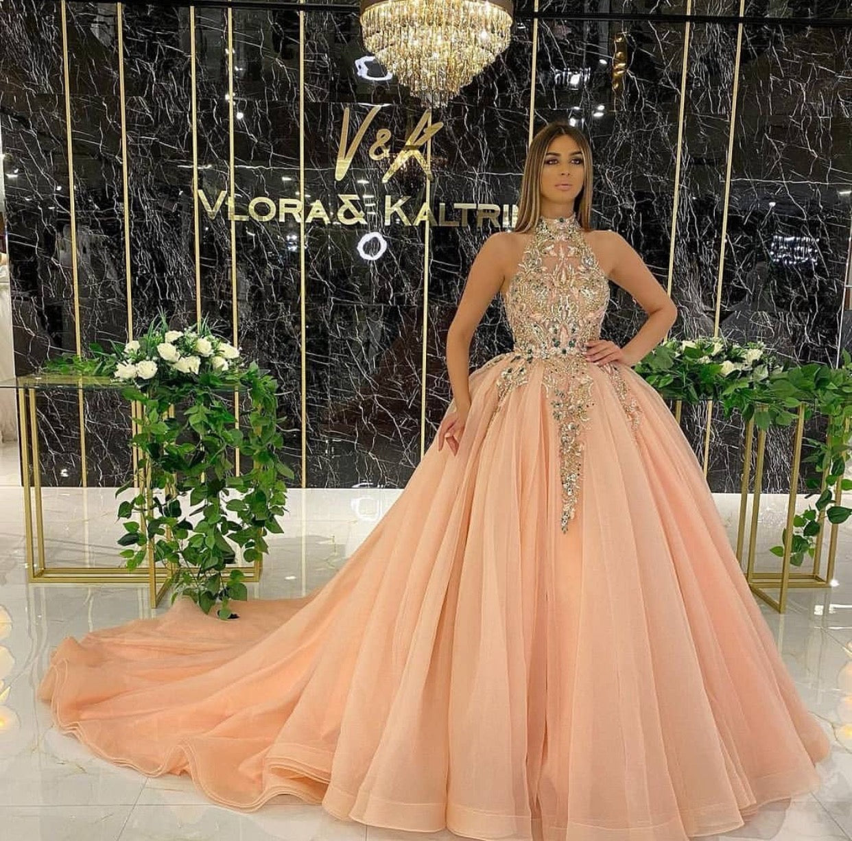 peach ball gown prom dresses 2021 high ...